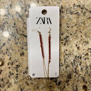 Zara Burgundy Beaded Chain Earrings
